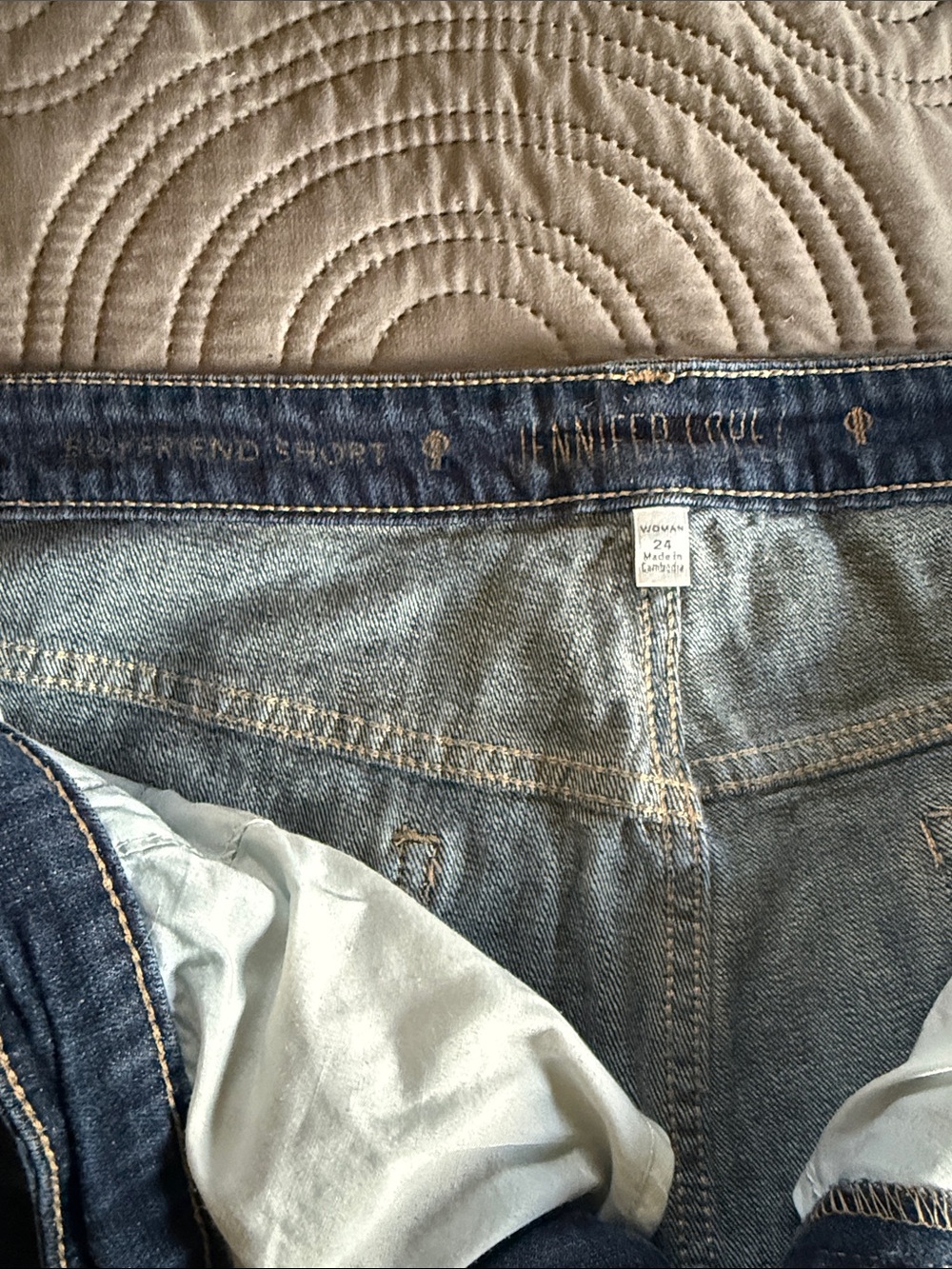 Women’s Dark Blue Denim Roll-Cuff Shorts - Picture 2 of 5
